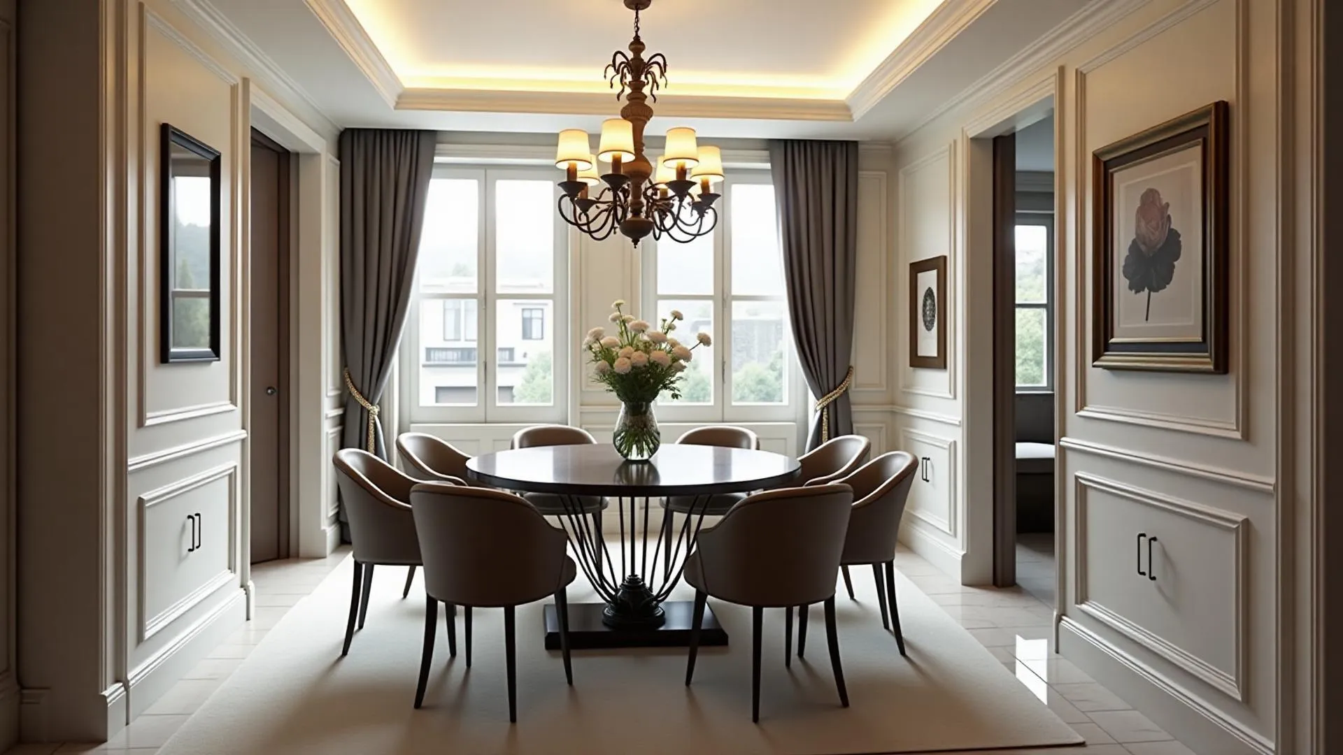 Sufragerie cu lustre clasică